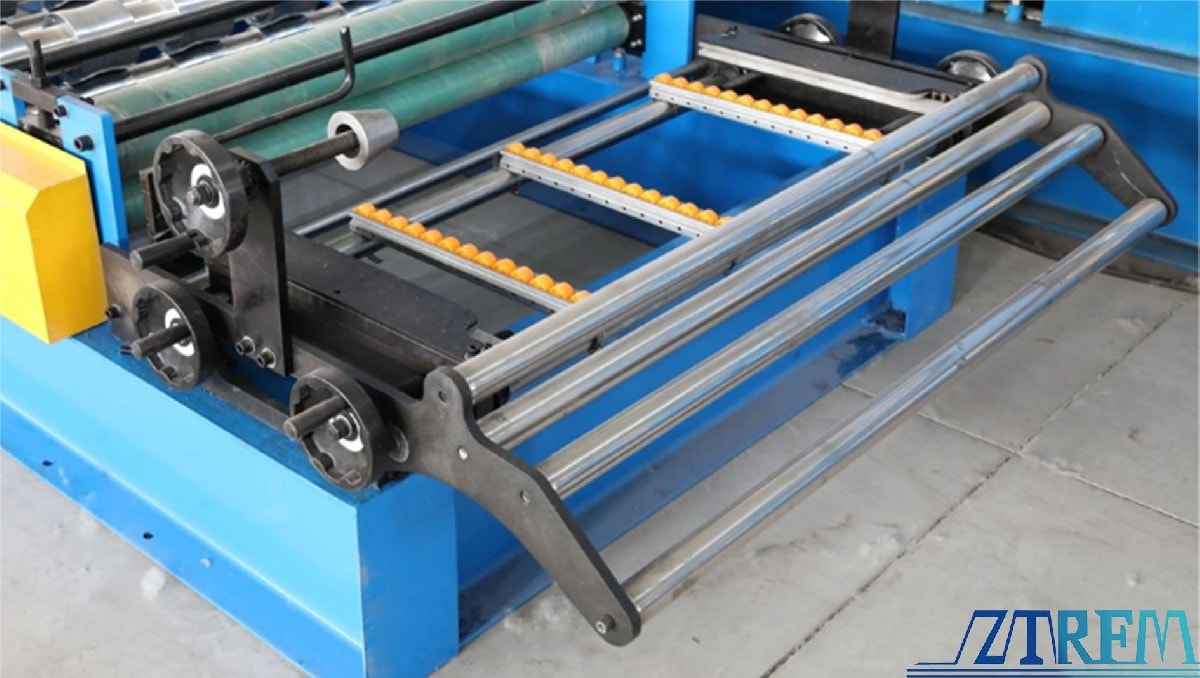 What is the role of the feed port in the whole roll forming machine